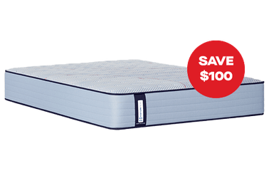 Posturepedic Spring mattress with "Save $100" badge