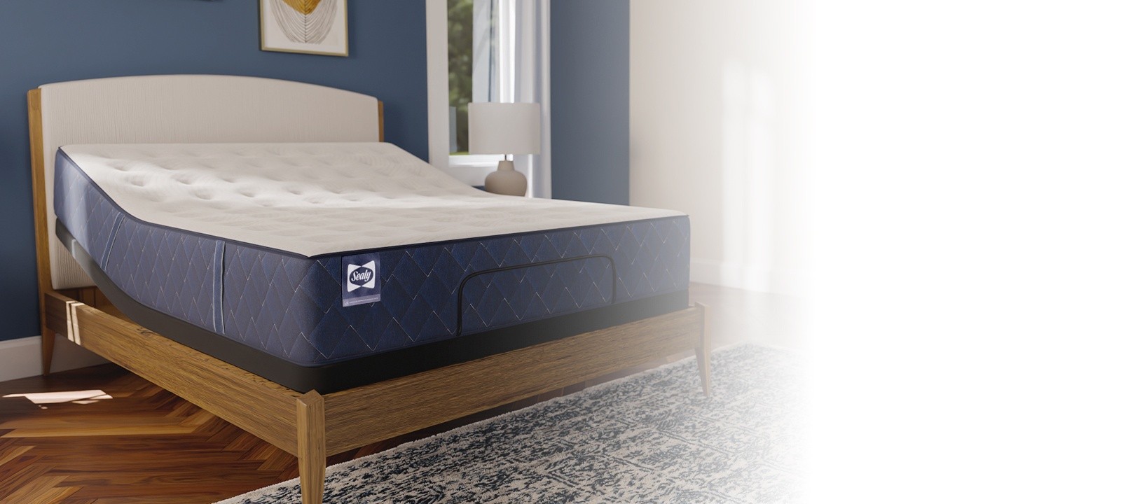 Neyland mattress on an Ease Power base in a styled room