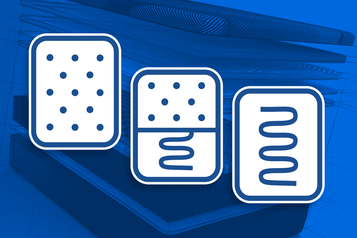 image icon of the foam vs hybrid vs innerspring bundled on one image
